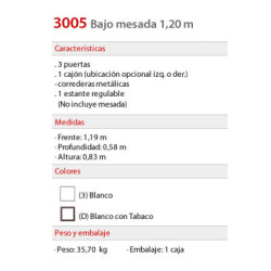 Bajo Mesada 1.20 mts. 3005 - Platinum