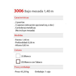 Bajo Mesada 1.40 mts. 3006 - Platinum