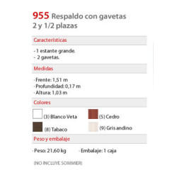 Respaldo con Gavetas 955 - Platinum
